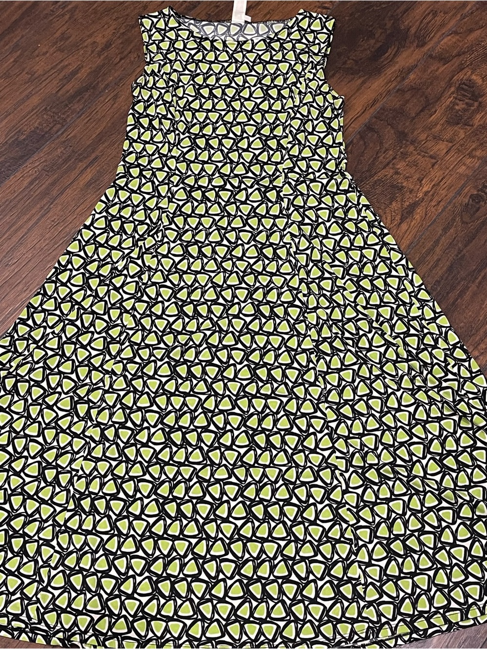 Julian Taylor Lime Green & Black Geometric Print Dress